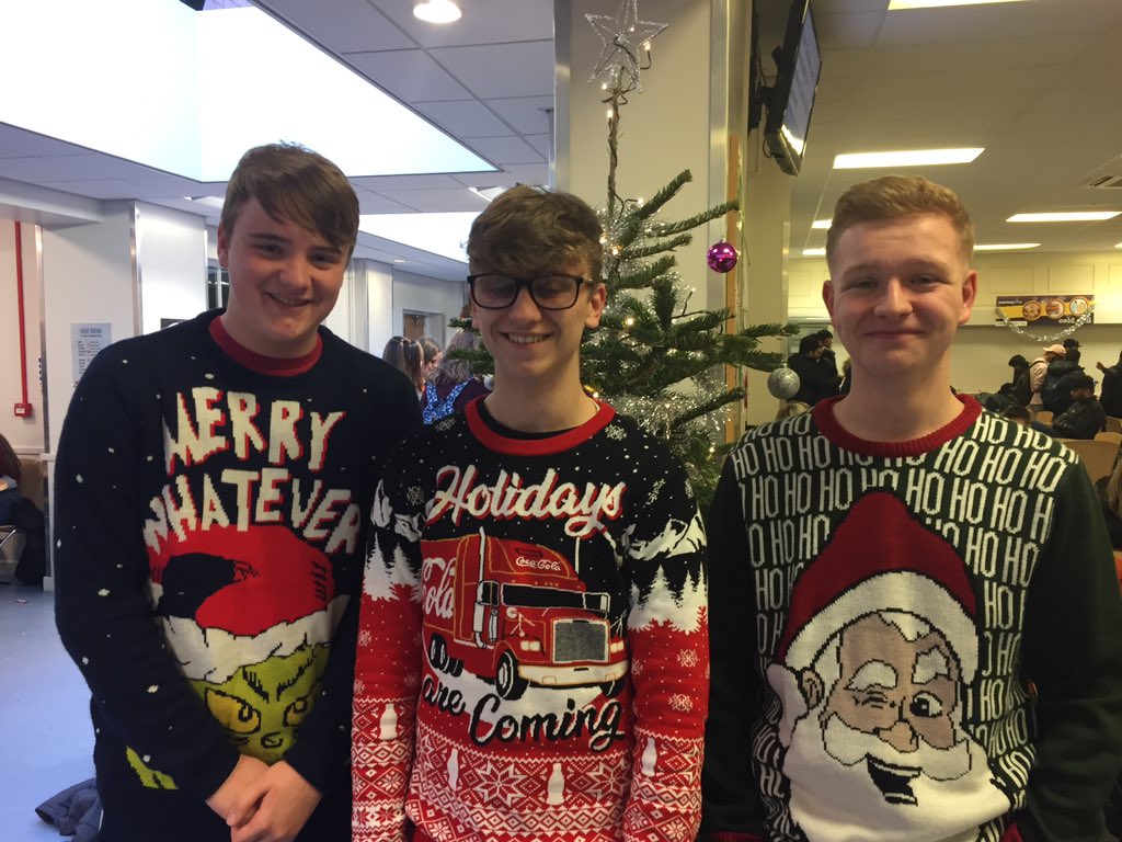 CRGSSixthform's tweet image. Seasons greetings from the Sixth Form. Today is Christmas Jumper Day and we’ve raised over £500 for Trust House Lancashire.
