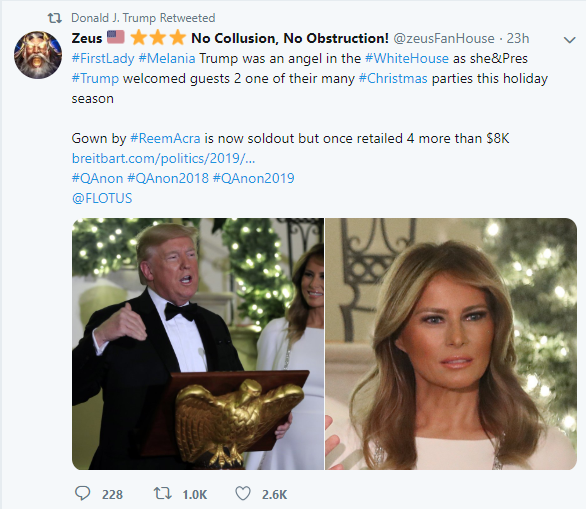 Trump just retweeted another QAnon account that has multiple QAnon hashtags in the tweet.
