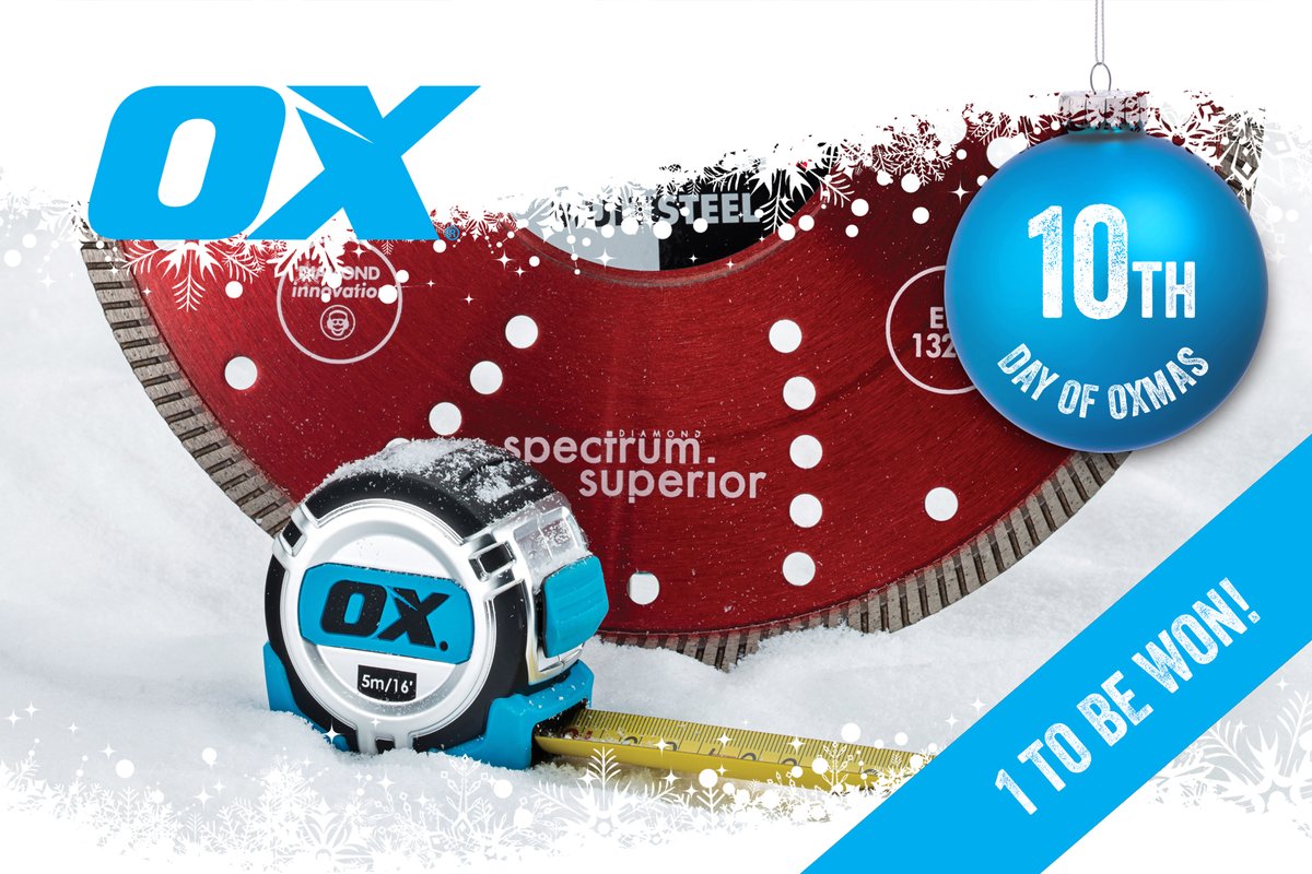 On the tenth day of OXmas my favourite tool brand gave to me….  A Pro TX10R blade with 5m Tape Measure. Like, comment or share to enter! 

#ox #oxmas #seasonsgreetings #handtools #ox #oxtools #oxtoolsuk