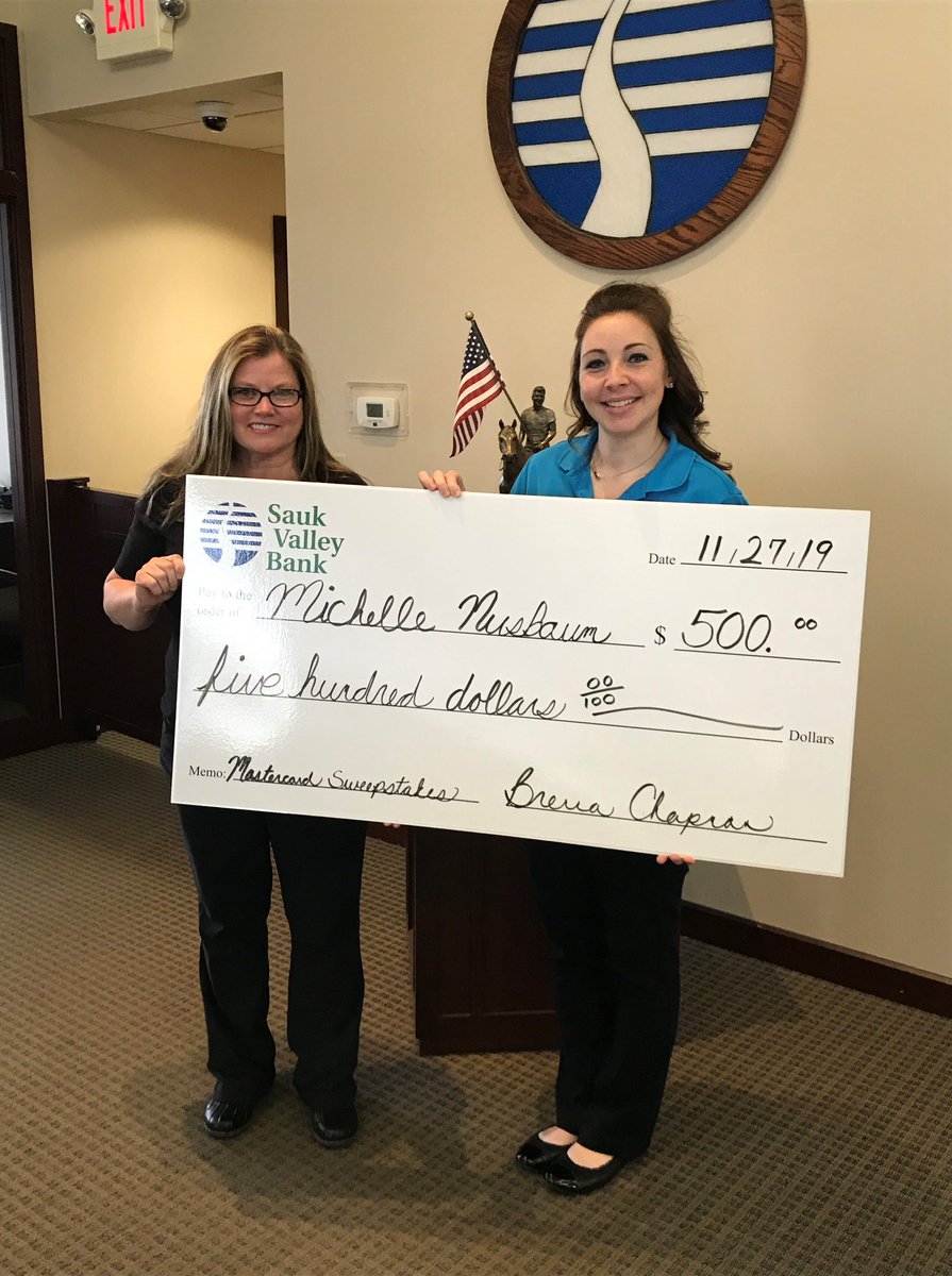 SaukValleyBank's tweet photo. Congratulations to Michelle! She was Sauk Valley Bank's $500 First Prize Winner in the Mastercard Priceless Surprises Sweepstakes! She was automatically entered by just using her SVB Mastercard to make a purchase.
Will you be the next winner? #MasterCardPricelessSurprises https://t.co/MybehOC9zH
