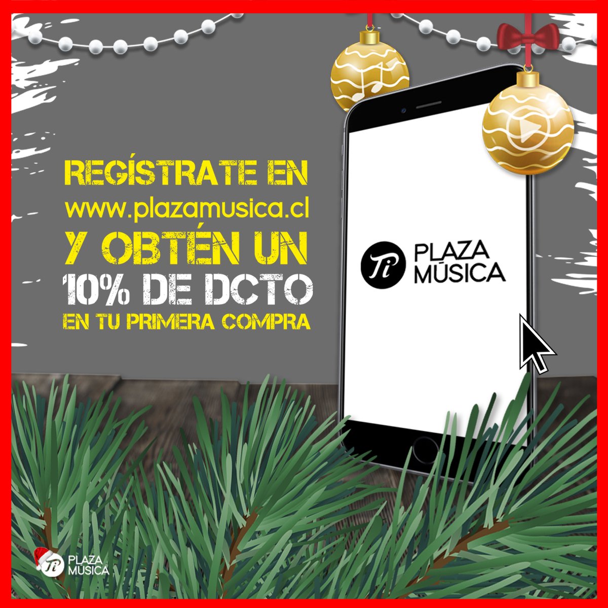 #NavidadATooRitmo 🎄
Ingresa ahora a plazamusica.cl y por registrarte te regalamos un 10% de descuento en tu primera compra 🚨 ¡No digas que no te avisamos! 😍 #MusicPlace
