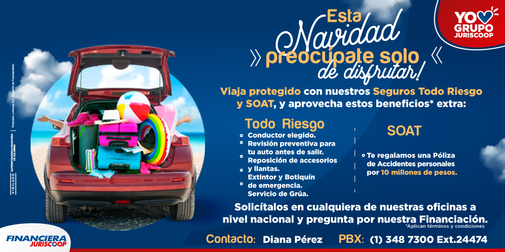 Grupo_Juriscoop's tweet photo. #SegurosJuriscoop|En Vacaciones es viajar seguro. Adquiere en cualquiera de nuestras oficinas el Seguro para tu vehículo Todo Riesgo y SOAT y conoce todos los beneficios extra que tenemos para ti https://t.co/8XMFcW8Az9 #TodoRiesgo #SOAT #ConduceTranquilo https://t.co/OsP3Pwe8gR