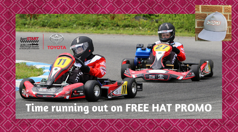 TIME IS RUNNING OUT to take advantage of our GREY HAT promo!
This promo applies to IN-STOCK HATS only! Once last year’s supply is gone so is this promo!
Grab yours now, B4 they are all gone! Buy a gift certificate /register now at our low reg price of $79
kartstart.ca