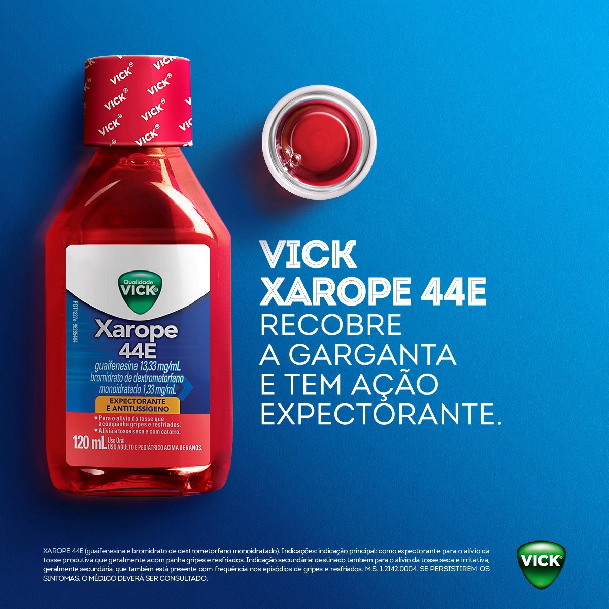 Vick on X: Xarope 44E de Vick tem efeito expectorante para você sentir o  alívio imediato contra a tosse.  / X