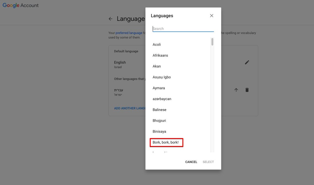 IRGwebsites's tweet photo. So @Google, about those language settings on my account... https://t.co/S9o1XRy132