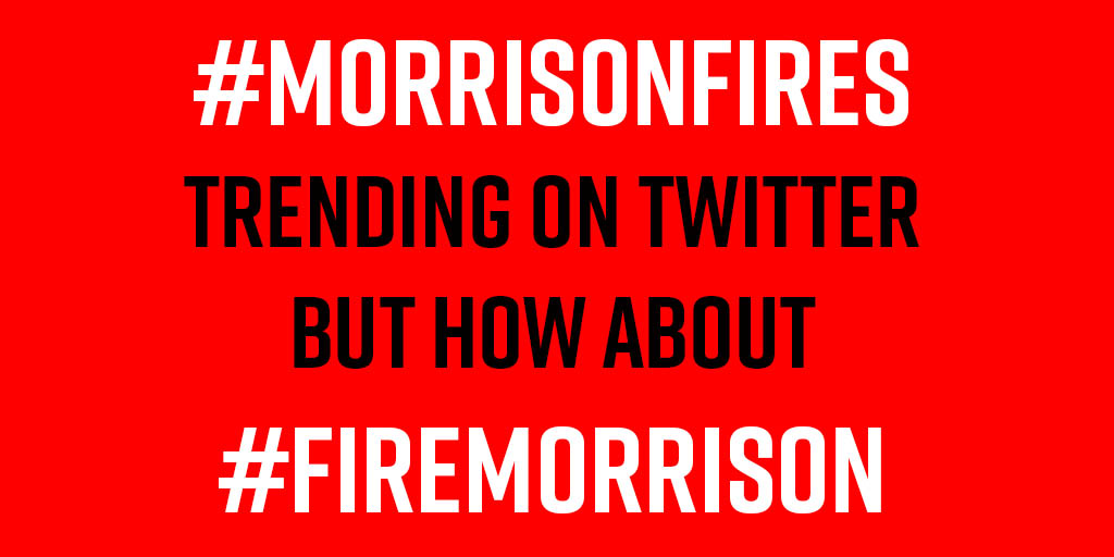 StrikeClimate's tweet photo. Australia is burning so @ScottMorrisonMP goes on holiday in Hawaii. #ThisIsNotNormal #ThisIsOurPrimeMinister #ClimateCrisis #LeadershipCrisis #FireMorrison #MorrisonFires https://t.co/mq3ENpRdy2