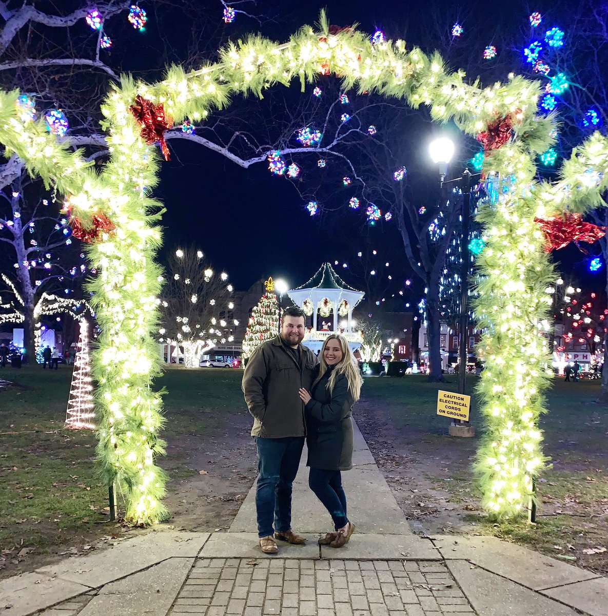 _KayTay__'s tweet photo. Halloween frat party to being newly weds looking at Christmas lights. 2 years, a new last name, and reluctantly calling a new state home but I wouldn’t change a thing @ryantaylor156 ❤️ https://t.co/xRfuIECC6u