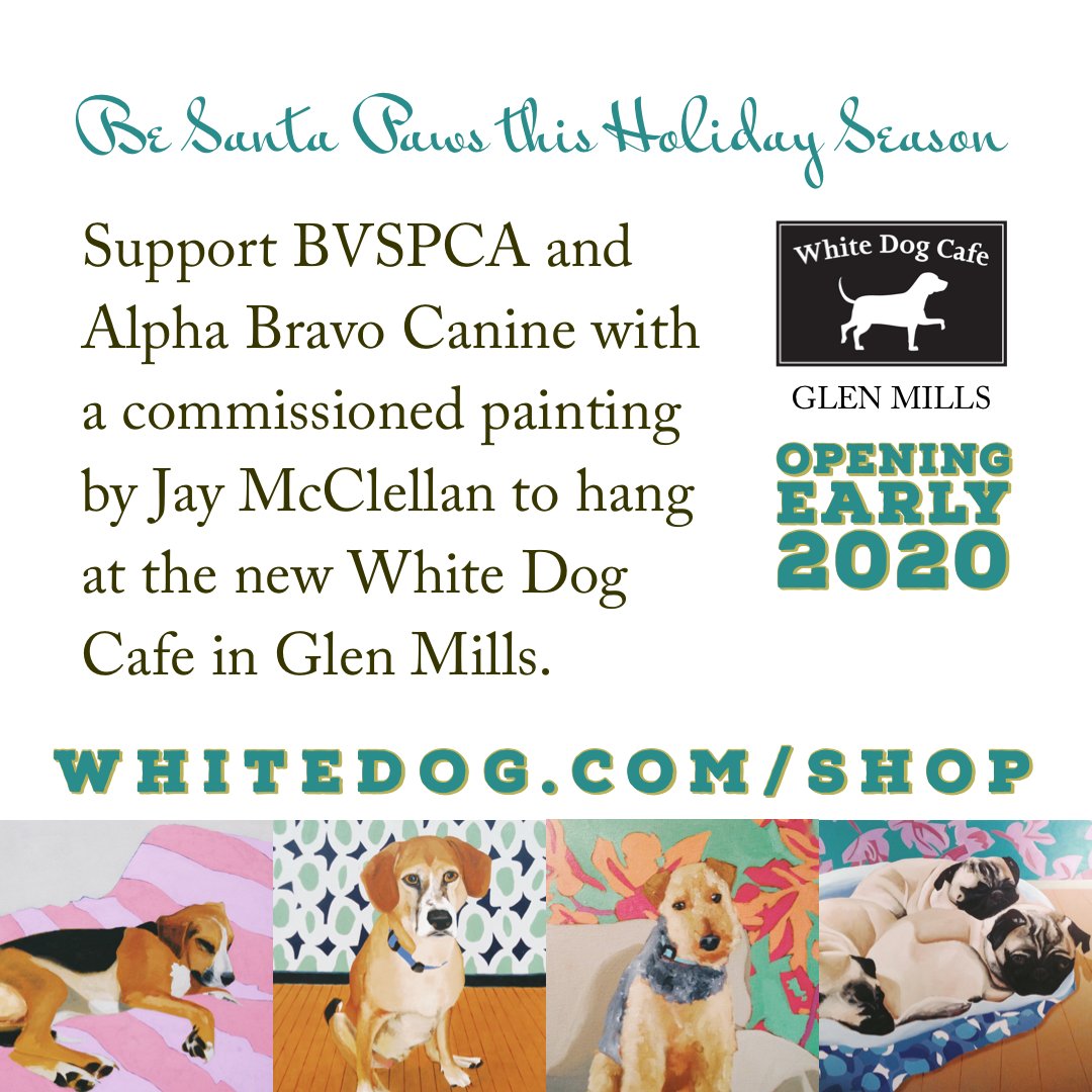 A portrait of YOUR pup could hang in the NEW White Dog Cafe in Glen Mills! Visit whitedog.com/shop to commission your custom dog portrait by Jay McClellan! #WhiteDogCafe #AlphaBravoCanine #BrandywineValleySPCA