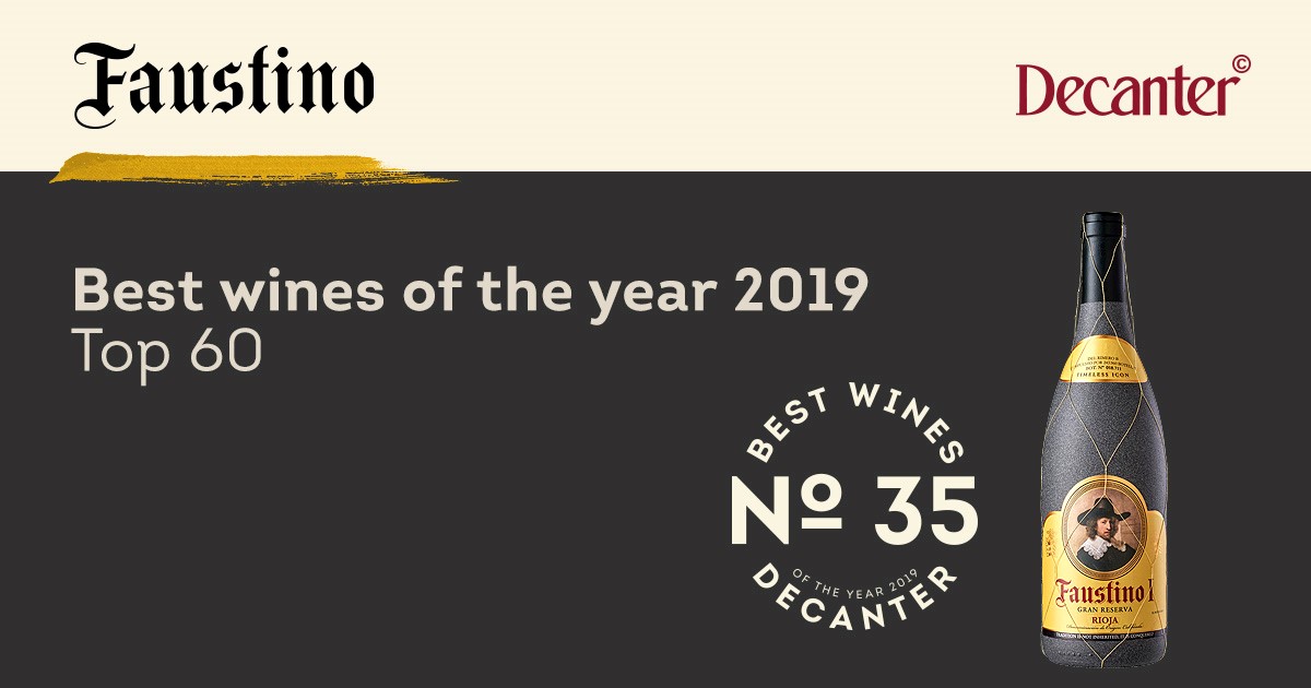 Faustino I Gran Reserva 2009 ha sido seleccionado entre los 50 mejores vinos del mundo del 2019 por la prestigiosa revista <a href="/Decanter/">Decanter</a> 
 
Logrando un asombroso puesto nº 35 del Mundo y nº 1 entre los Vinos Tintos españoles, ¡nuestras felicitaciones!