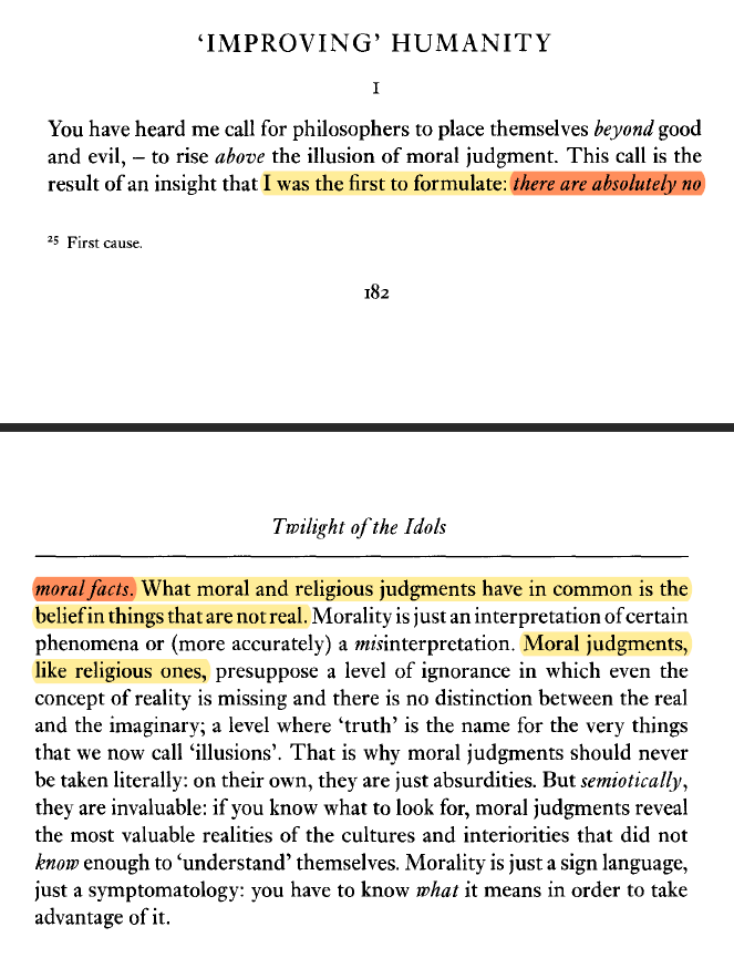 Morality, just like heaven is a religious concept. It's like an atheist trying to prove angels exist but God doesn't. Angels are creations of God after all.More intelligent atheists like Friedrich Nietzsche realized this.Source: "The Twilight of Idols" (1889) Nietzsche