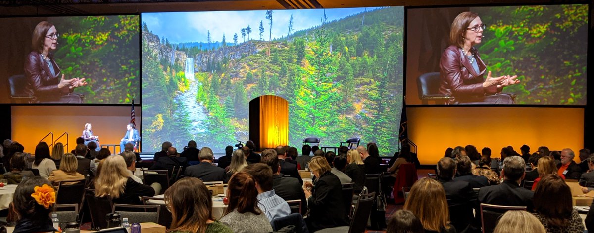 OBIOregon's tweet photo. “It’s time to get this done.”
Gov. Kate Brown on the Interstate Bridge project, speaking at the 2019 Oregon Leadership Summit.
@OregonGovBrown @OreBusinessPlan #OLSummit #transportation #Oregon https://t.co/OaquQ0gcEX