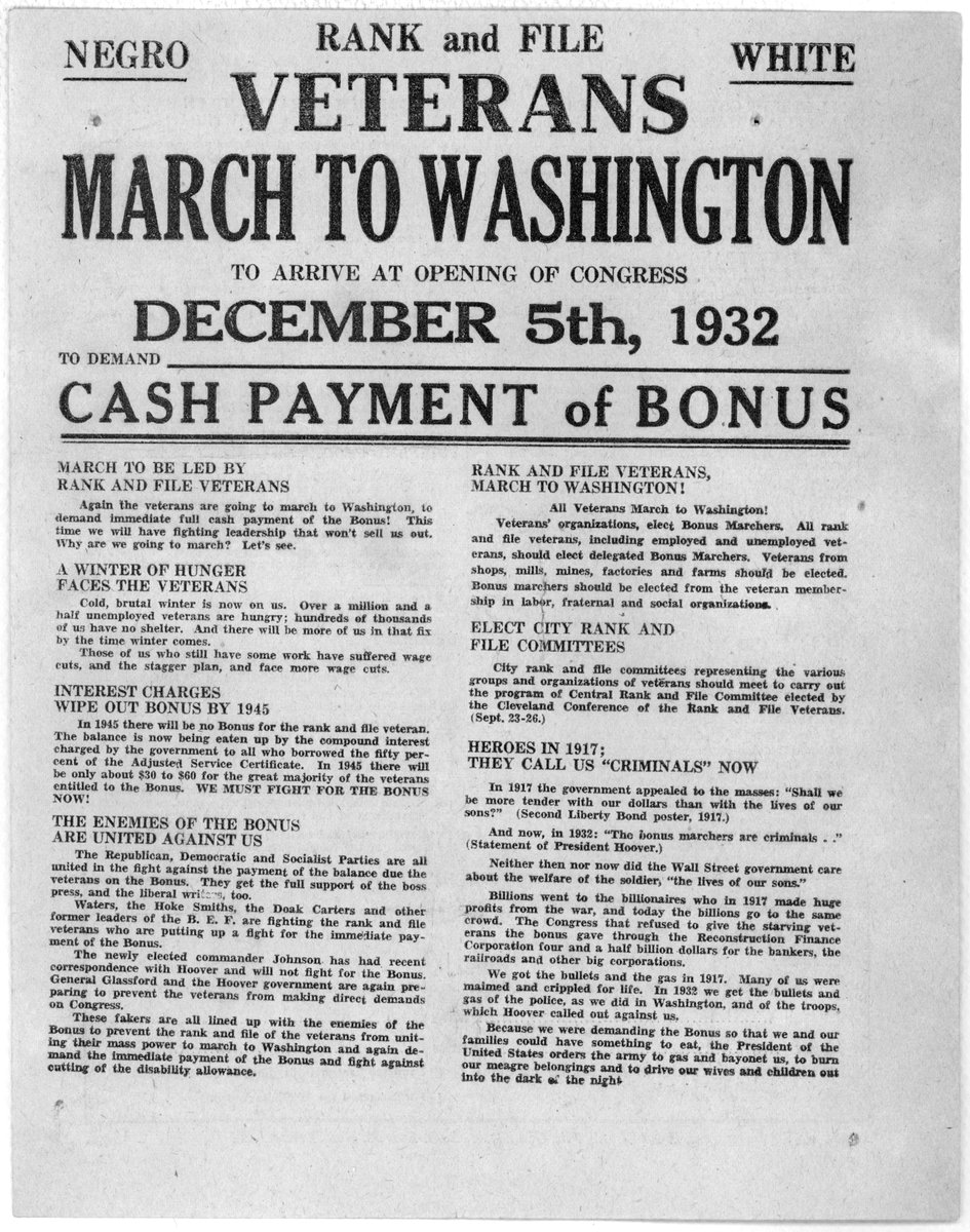 NationalHistory's tweet image. Using @librarycongress &amp;amp; @USNatArchives #primarysources, challenge students to consider the issues facing #WW1 veterans during the Great Depression and the impact of the Bonus Army on the election of 1932: nhd.org/sites/default/…. #WWI