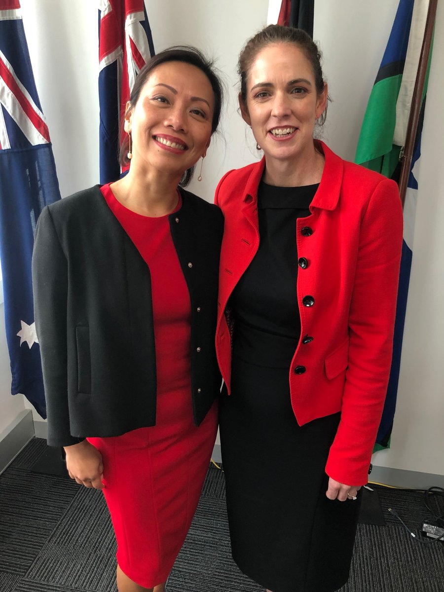 dai_le's tweet photo. One of #multiculturalNSW awesome senior executive leaders - Megan Lancaster. Our Advisory Board caught up last week to have our final meeting for the year. Megan and I discovered we wore the reverse colours in our outfits! It was hilarious. So I had to post this photo of ours. https://t.co/iE3pfuGRy2