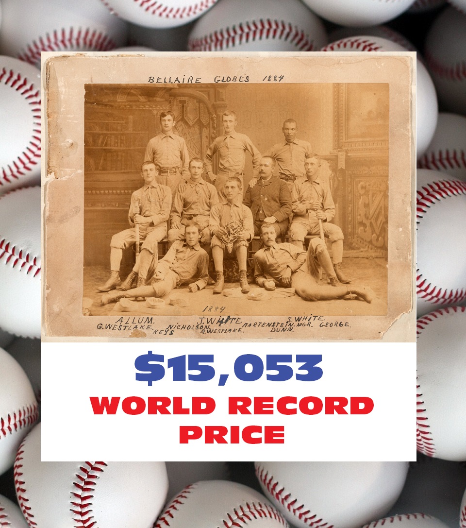 HakesAuctions's tweet photo. SOLD FOR $15,053! @HakesAuctions gets world record results that stand. #BaseballFans, ☑️ out Hake's auctions! Contact us today to sell your items! ⚾️⚾️⚾️
#MLB #NegroLeagues #BellaireGlobes #SolWhite #BaseballHOF https://t.co/ETIJlVgnU6