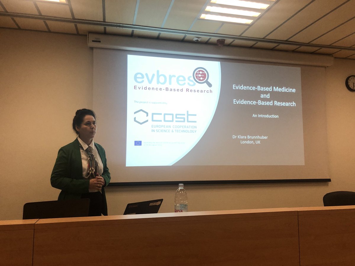 liviapuljak's tweet photo. COST EVBRES action in Split, Croatia: Klara Brunnhuber gives lecture about evidence-based research @evbres @COSTprogramme https://t.co/pdHznUsPl8