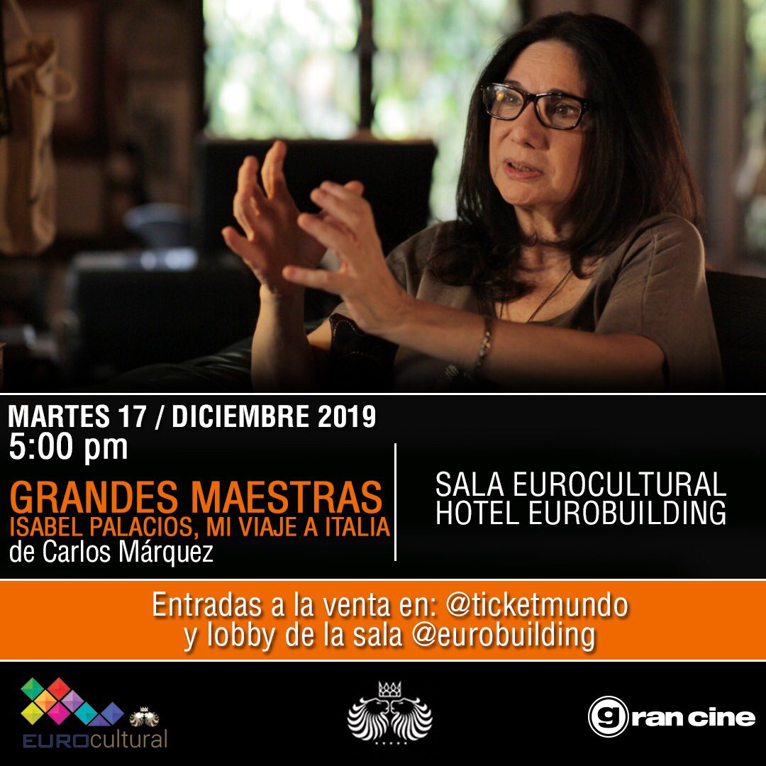#MartesSelectos Este 17-DIC <a href="/gran_cine/">@gran_cine</a> cierra su programación por este año, con el documental ISABEL PALACIOS: MI VIAJE A ITALIA,  de Carlos Márquez,  acerca de la reconocida maestra  @lapalacios28, una de las figuras más importantes de la cultura en Venezuela. | Entrada libre.