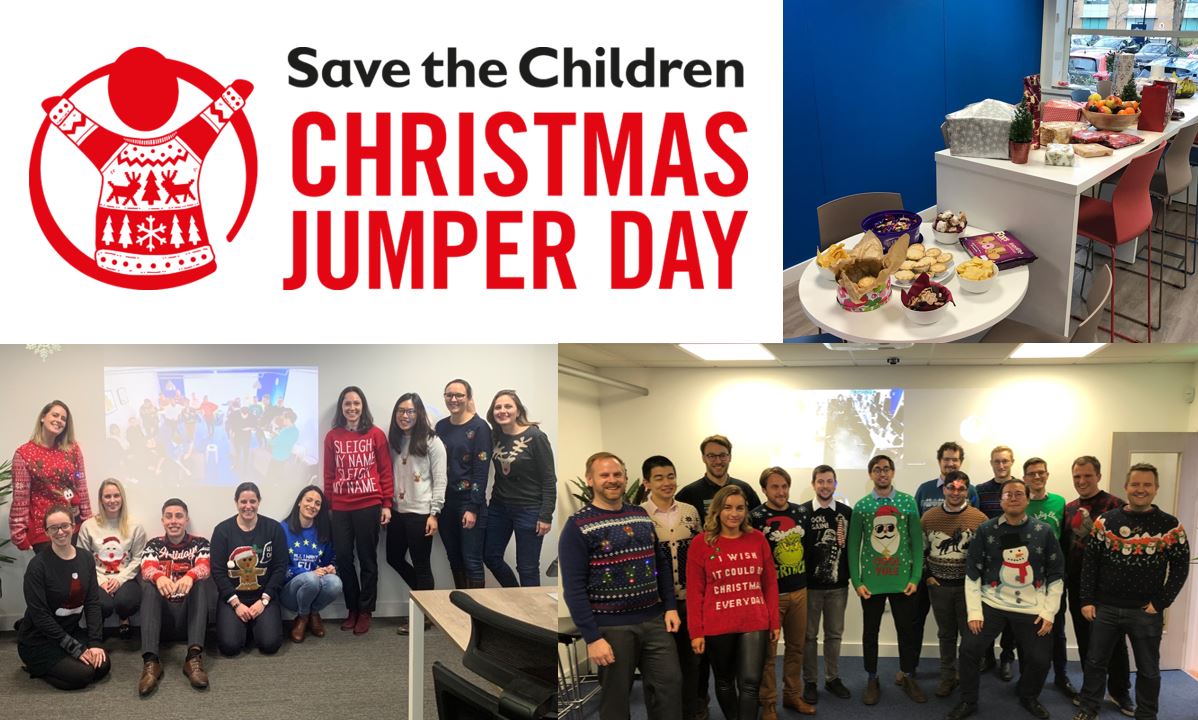 CambridgeHCR's tweet photo. This #CHRistmas, to support children across the world achieve their potential, the team donned their favourite festive knits for CHR’s fundraising Christmas Jumper Competition! We want to make the world better with a sweater! #SaveTheChildren #ChristmasJumperDay #GivingIsWinning https://t.co/oZskmLqZbN