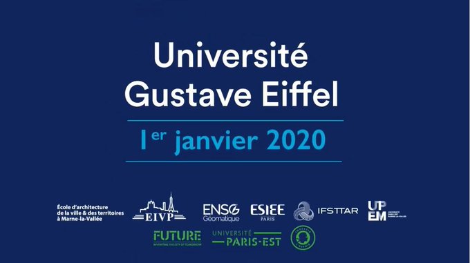 [Évènement] Le décret portant sur la création de l'Université Gustave Eiffel est paru ! #UnivGustaveEiffel ➡️fcld.ly/uq7duc8 

6 établissements : <a href="/Ifsttar/">IFSTTAR</a> @upemlv #EAVT <a href="/ENSG_IGN/">ENSG-Géomatique</a> <a href="/eivp_paris/">.</a> <a href="/ESIEEPARIS/">ESIEE PARIS</a> 
Regardez notre vidéo sur ce beau projet📺📽️: youtu.be/fTtV1U0K3VI