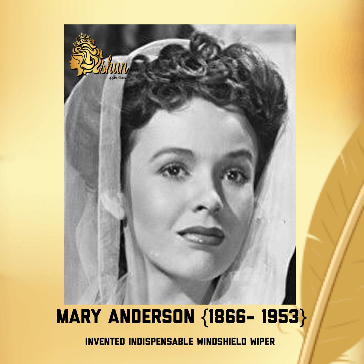 kwininitiative's tweet photo. Mary Anderson, born 1866 - passed 1953, the female inventor who created the popular indispensable windshield wiper. She was a Real estate entrepreneur &amp; cattle ranch operator who came up with &amp; patented the idea of windshield wipers in 1903, years before Henry Ford’s Model T did. https://t.co/vJP40bAj1E