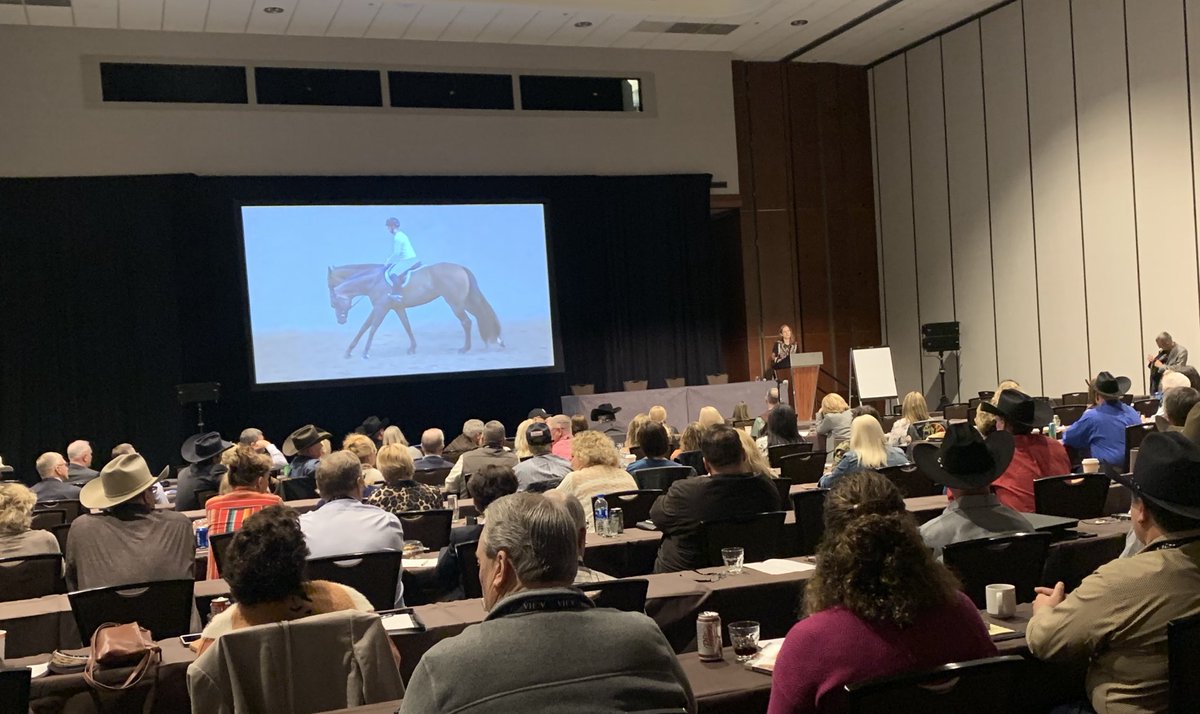 AQHA Professional Horsemen Lainie DeBoer and Jerry Erickson lead a session at the ⁦<a href="/AQHA/">AQHA</a>⁩ judges conference.