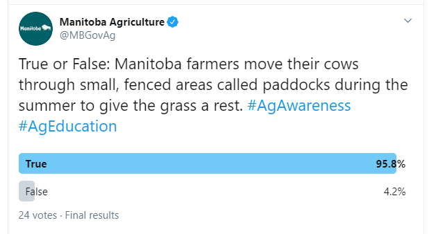 MBGovAg's tweet photo. The correct answer is TRUE! This practice is called rotational grazing. It stimulates more grass growth, better soil health & encourages diverse plant species. Learn more at https://t.co/AJovdYN2Z1. #AgAwareness #AgEducation https://t.co/02mjTGtI5s