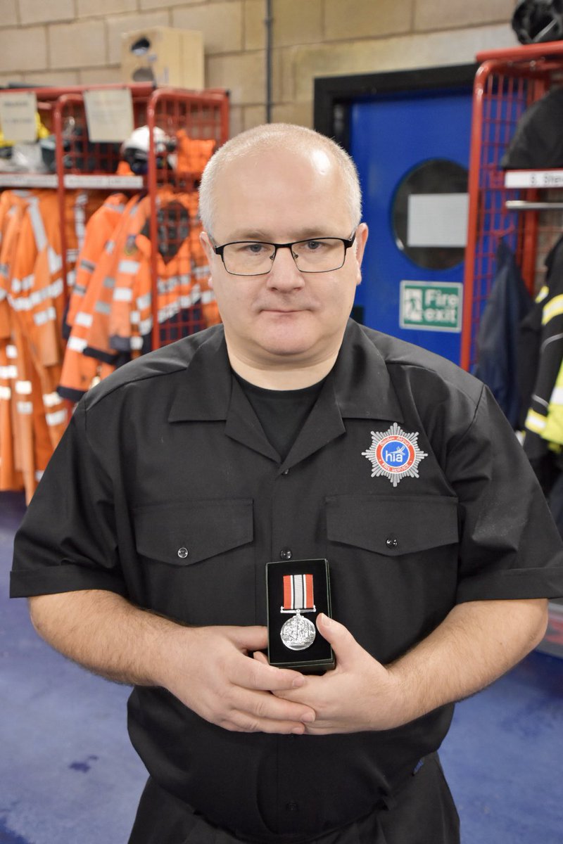 Proud day <a href="/DNDAirport/">Dundee Airport</a> today, 20 year long service medal presented to Fire Fighter Geoff Duke by our Chief Fire Officer James Millar. Great award for a loyal member of the team and fire service <a href="/Hial_Airports/">Highlands & Islands Airports</a> <a href="/FlyLoganair/">Loganair</a> <a href="/taysideaviation/">Tayside Aviation</a>  <a href="/DundeeCouncil/">Dundee City Council</a> #service #reward #respect