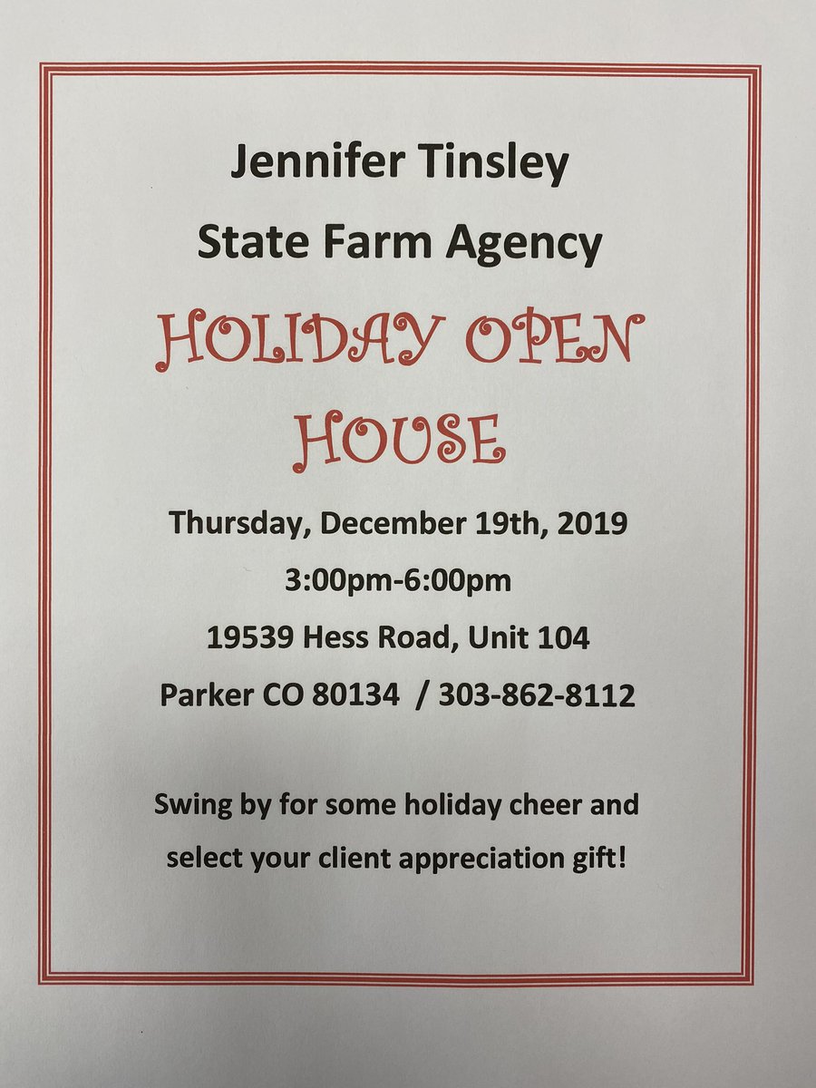 StateTinsley's tweet photo. Come to our open house this Thursday, 12/19/19 from 3 pm to 6 pm to help us celebrate the holiday season! https://t.co/8rpadSXMk6