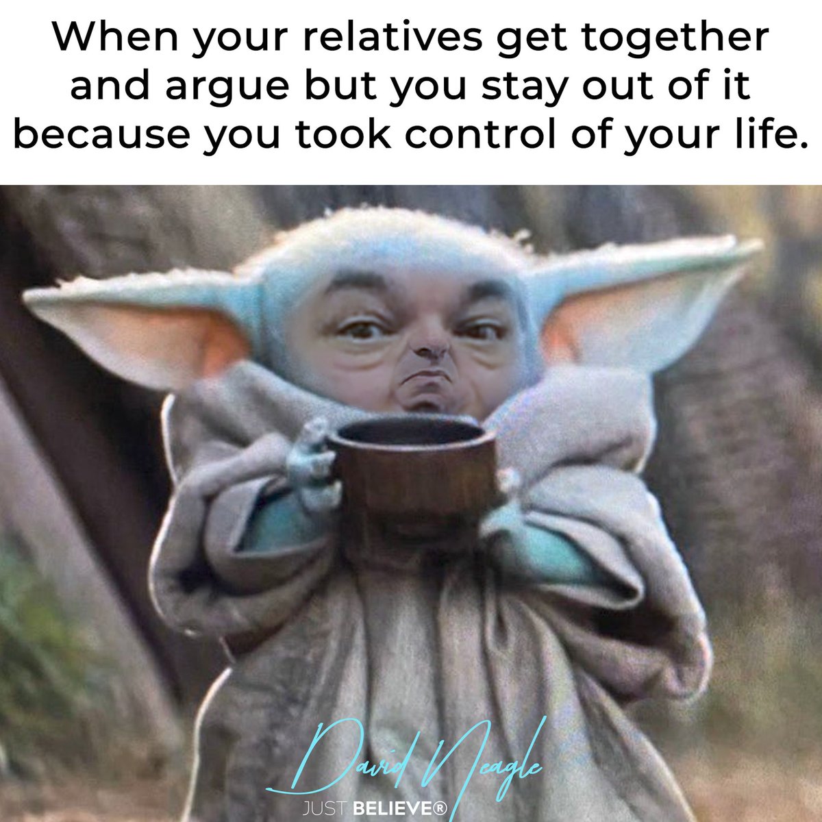 DavidNeagle's tweet photo. A good piece of advice that I heard a long time ago: This can be as good as you want it to be, or as bad as you DON'T want it to be. With that in mind, how are you going into the Holidays next week? #babyyodamemes #TheMandalorian #starwars #HolidayWars #SuccessTips #davidneagle https://t.co/dbGkaCAyHF