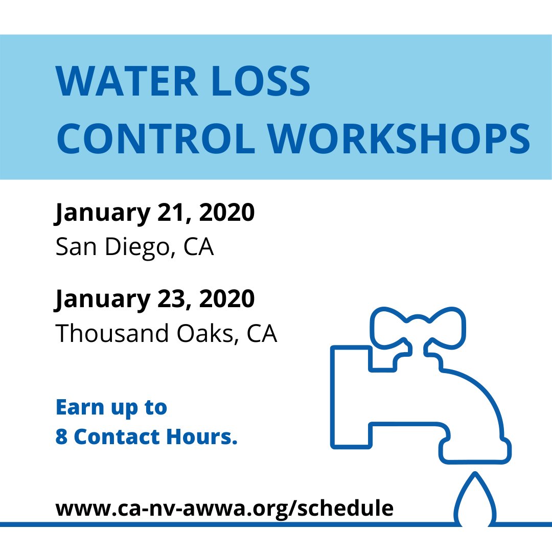 CANVAWWA's tweet image. January #WaterLossControl Workshops are open for registration. Register at ca-nv-awwa.org/schedule.