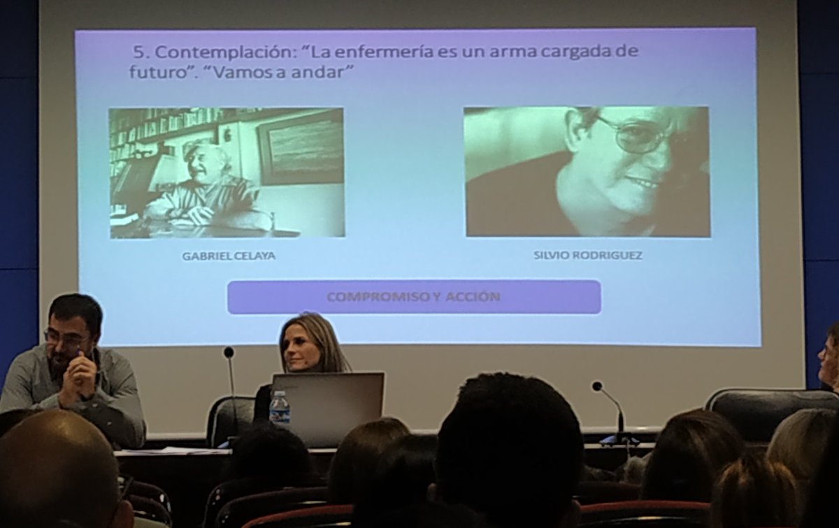 Brutal @pijobotijo, vicepresidente del <a href="/COEAlbacete/">Colegio Oficial de Enfermería de Albacete</a>, en la Jornadas de presentación de los proyectos de investigación #EIR animando a las #enfermeras a pensar para favorecer el cambio social. 🤘🔥🔥