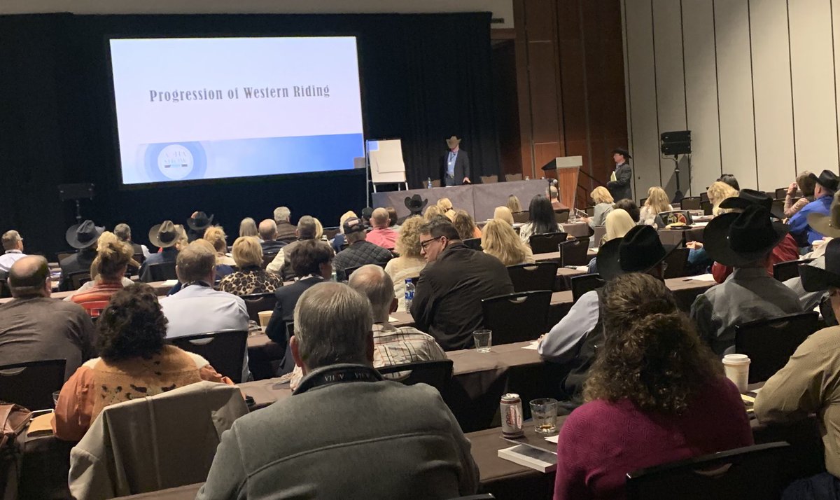 AQHA Professional Horsemen Charlie Cole and Leonard Berryhill lead a season on western riding at the ⁦<a href="/AQHA/">AQHA</a>⁩ judges conference.