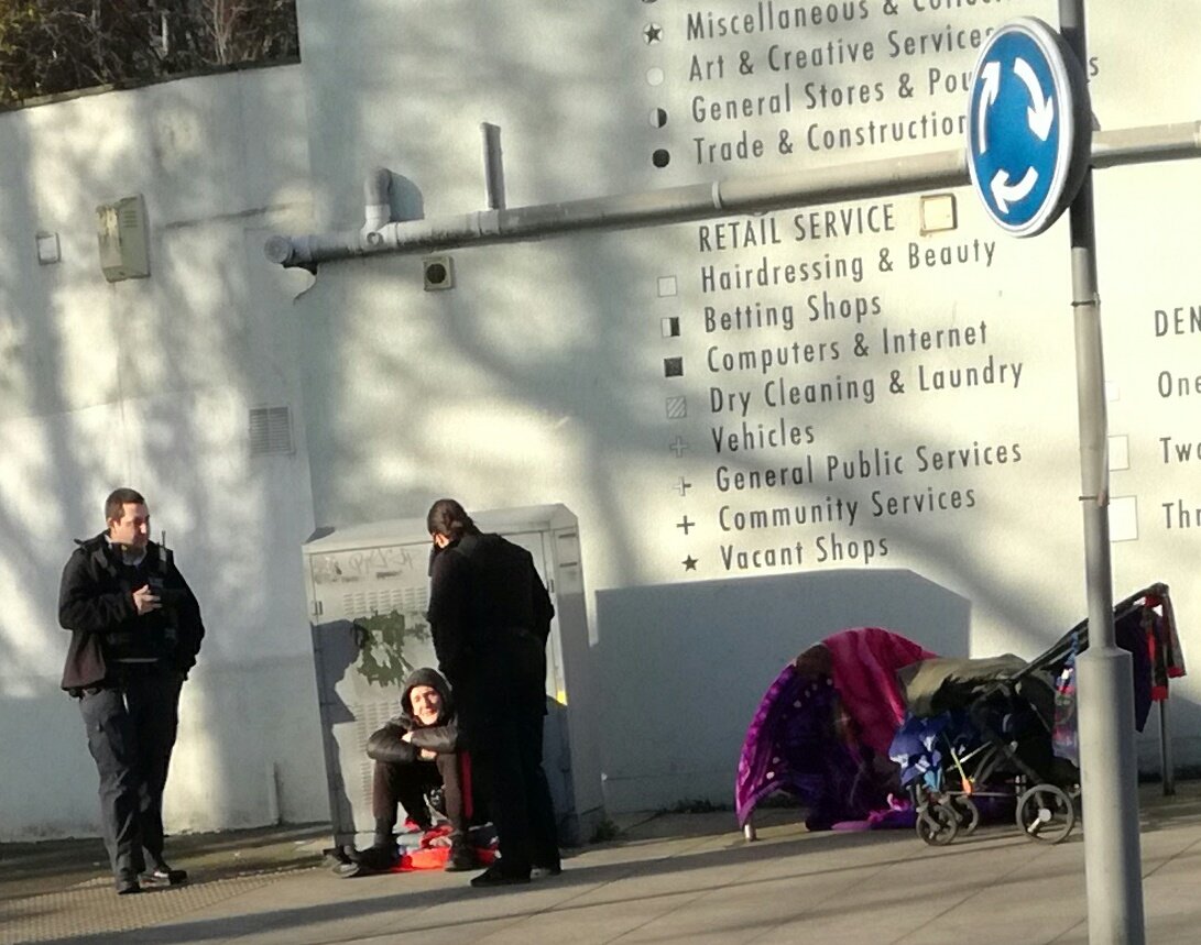 Sadly, the #homeless man known to locals &amp; police as he sit on the corner of a road in #WoodStreet #Walthamstow, was approached by #police yet again who offered him nothing by way of #accommodation, warmth, #food or a job, ONLY #harassment and feather in their caps.
#winter