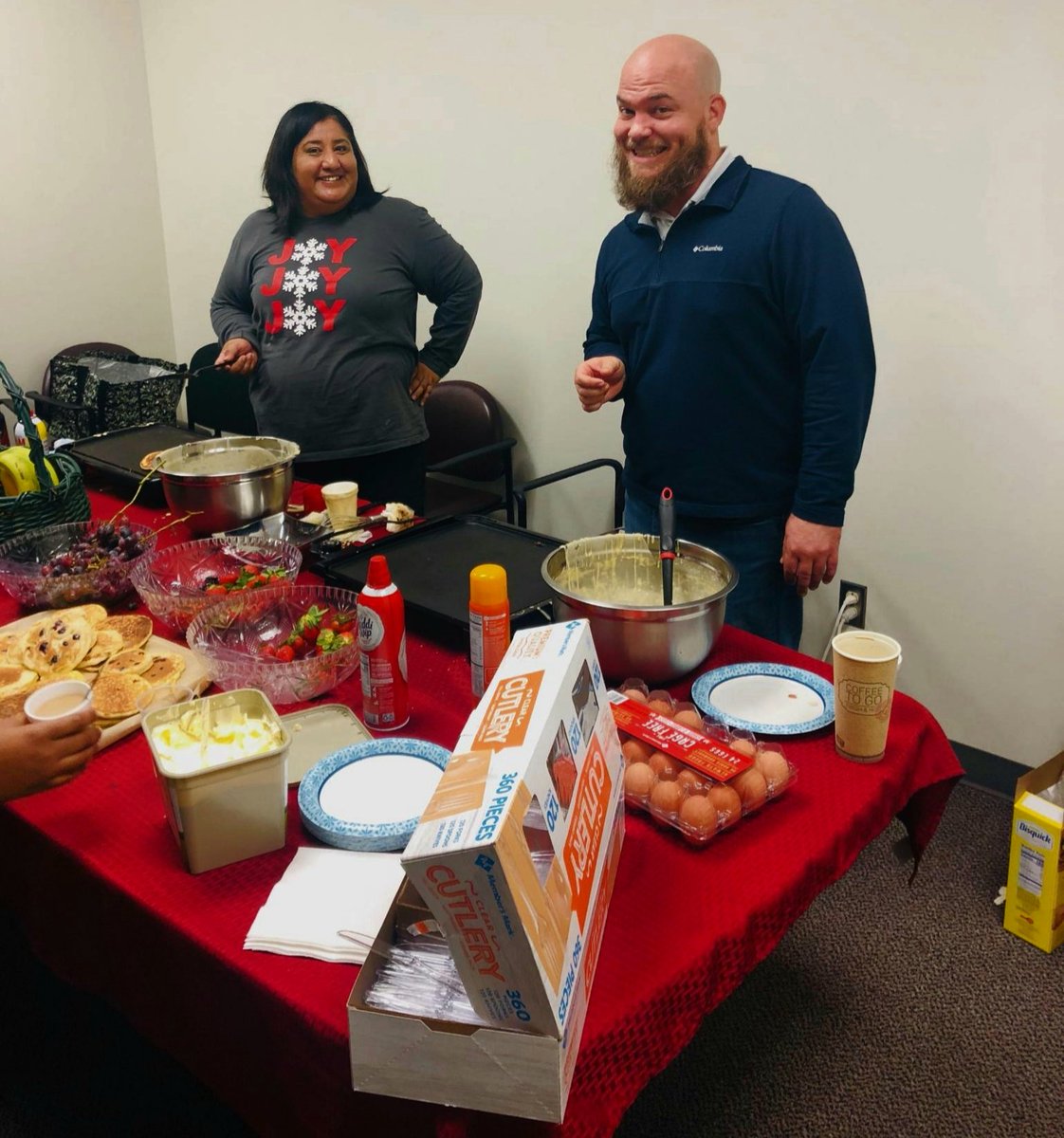 gracemancilla's tweet photo. Starting the week off with our annual staff pancake breakfast. https://t.co/u0p8AeFnY0