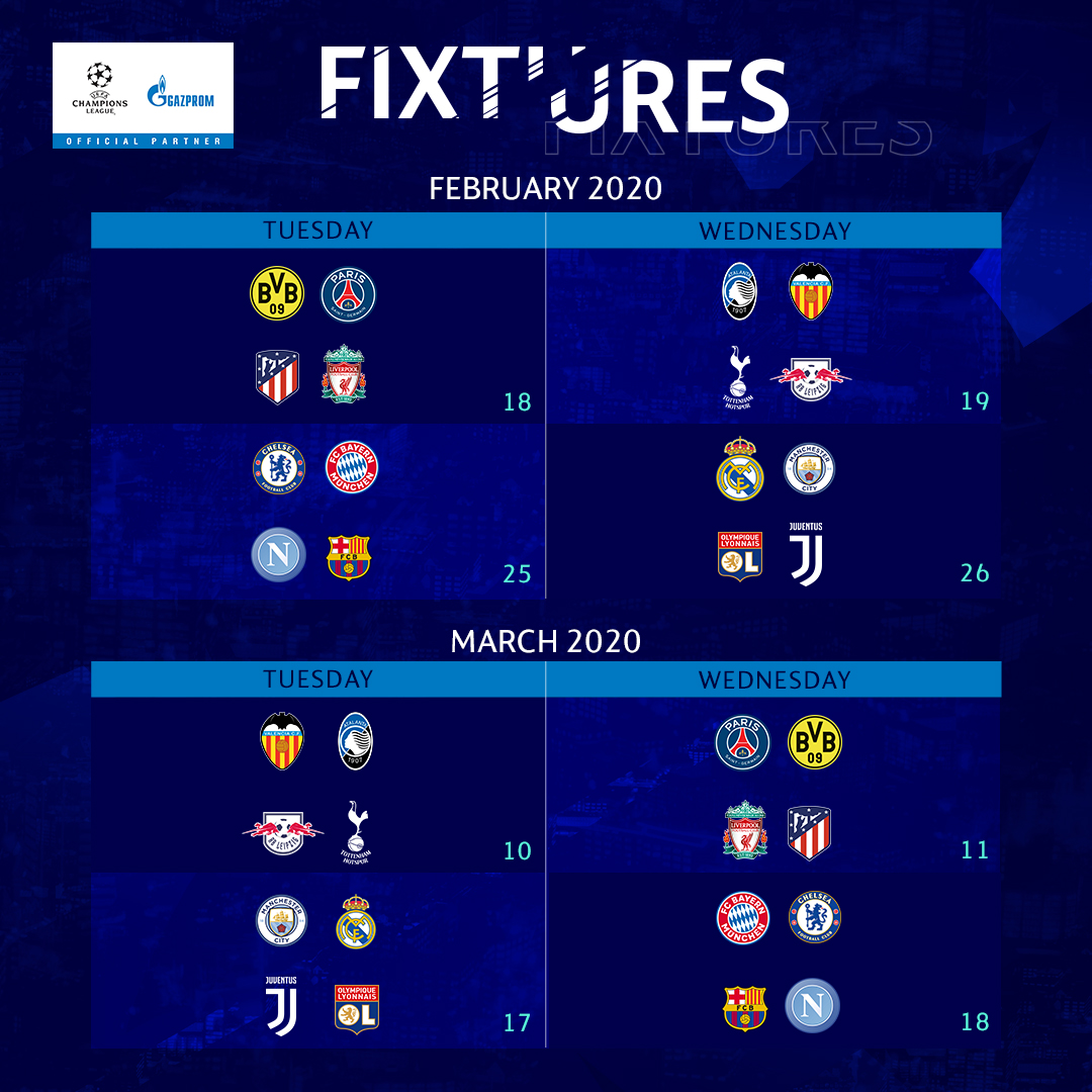 champions league fixtures feb 2019