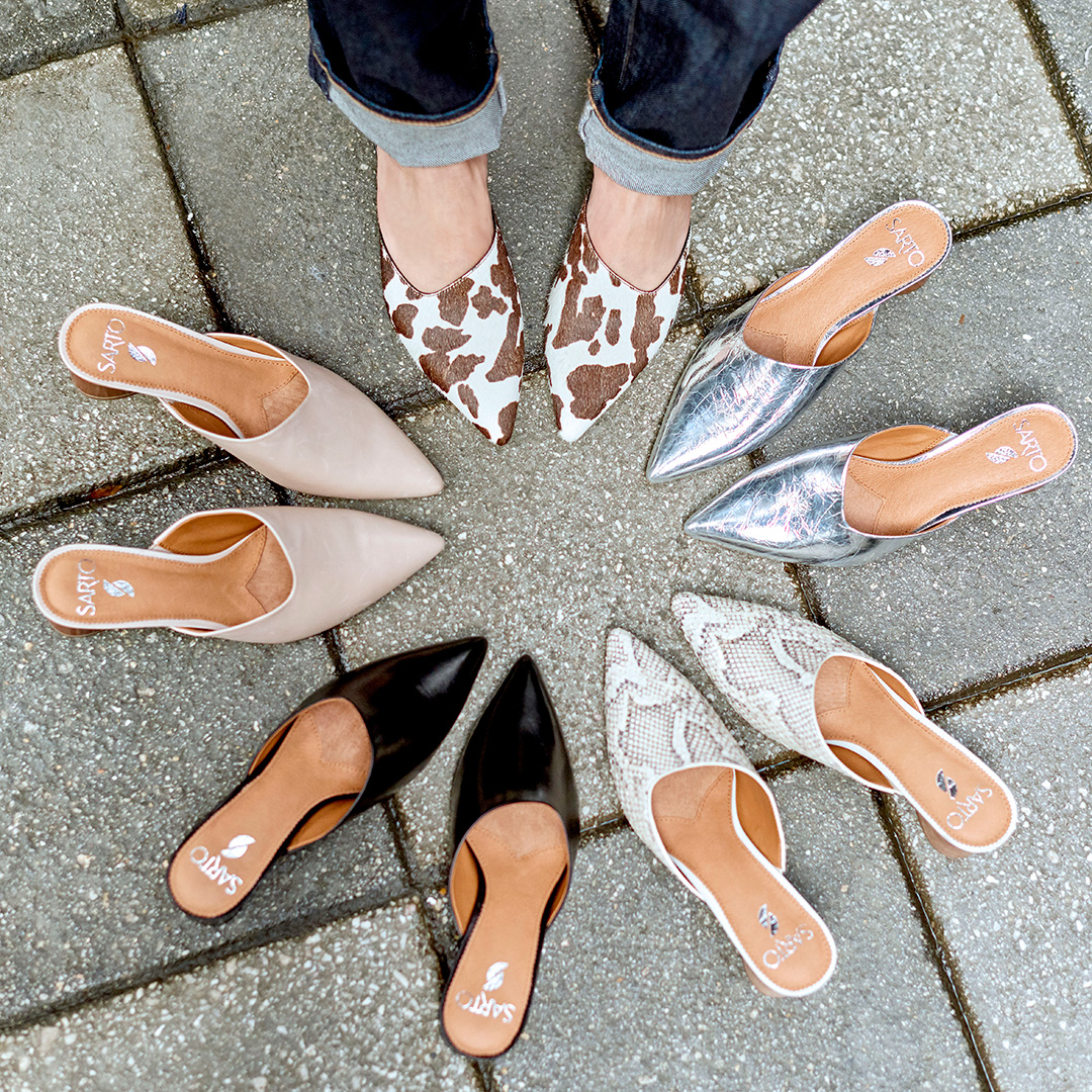 franco sarto leather mules