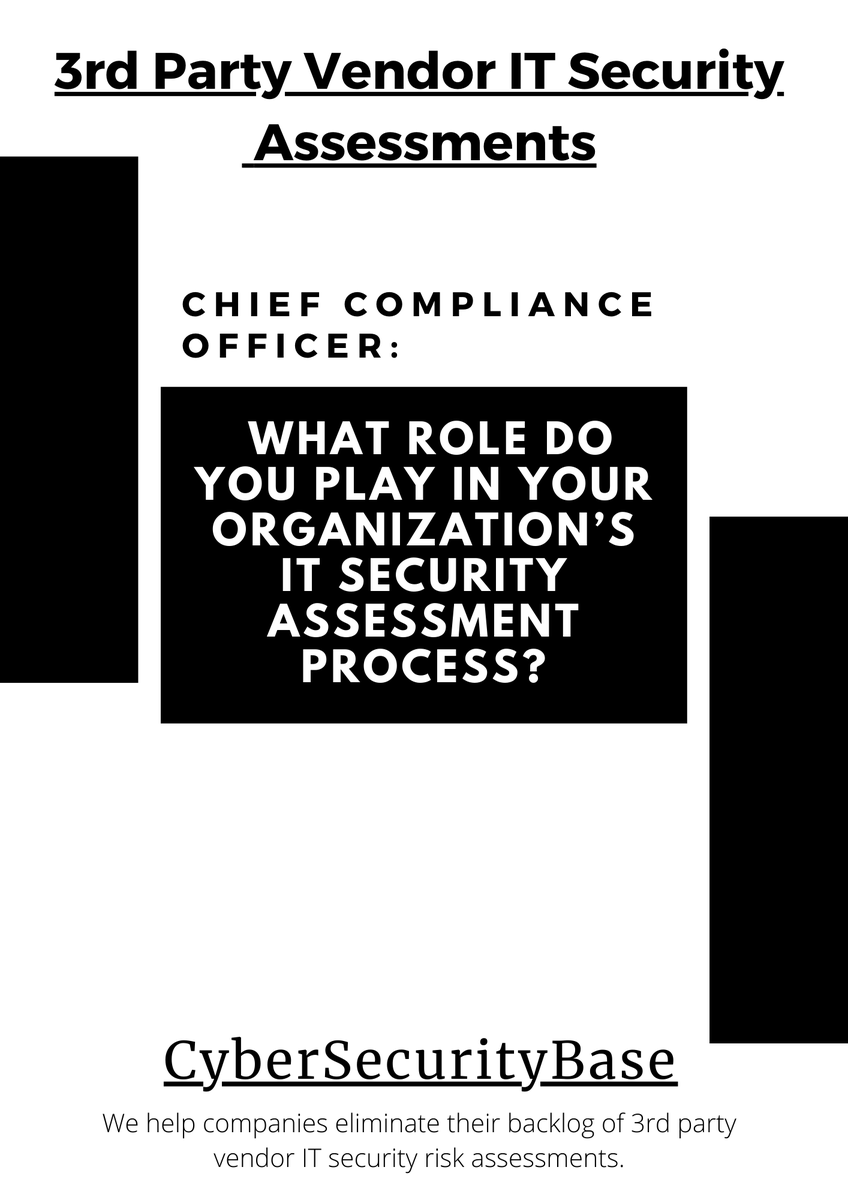 ErikBaeza5's tweet photo. "Adding An IT Security Assessment Gate That Respects the Limited Time of the Chief Compliance Officer" Read here: https://t.co/ANG7fPUpjj

#cybersecurity #securityassessment #questionnaire #security #informationsecurity #datasecurity #vendors #cco #fintechnews #cfo #ciso https://t.co/0IbxoHT1lp