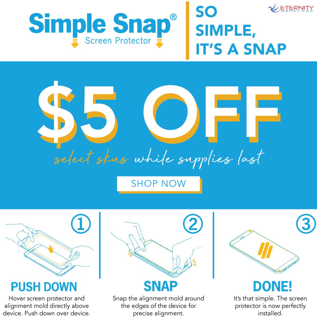 EWireless01's tweet image. Time to stock up and save while you can! Select Simple Snap skus are now $5 OFF, only while supplies last! Shop wholesale at EW here: eternitywireless.com/search/snap5of… 

#simplesnap #promo #discount #save #iphone #samsung #temperedglass #wholesaleaccessories