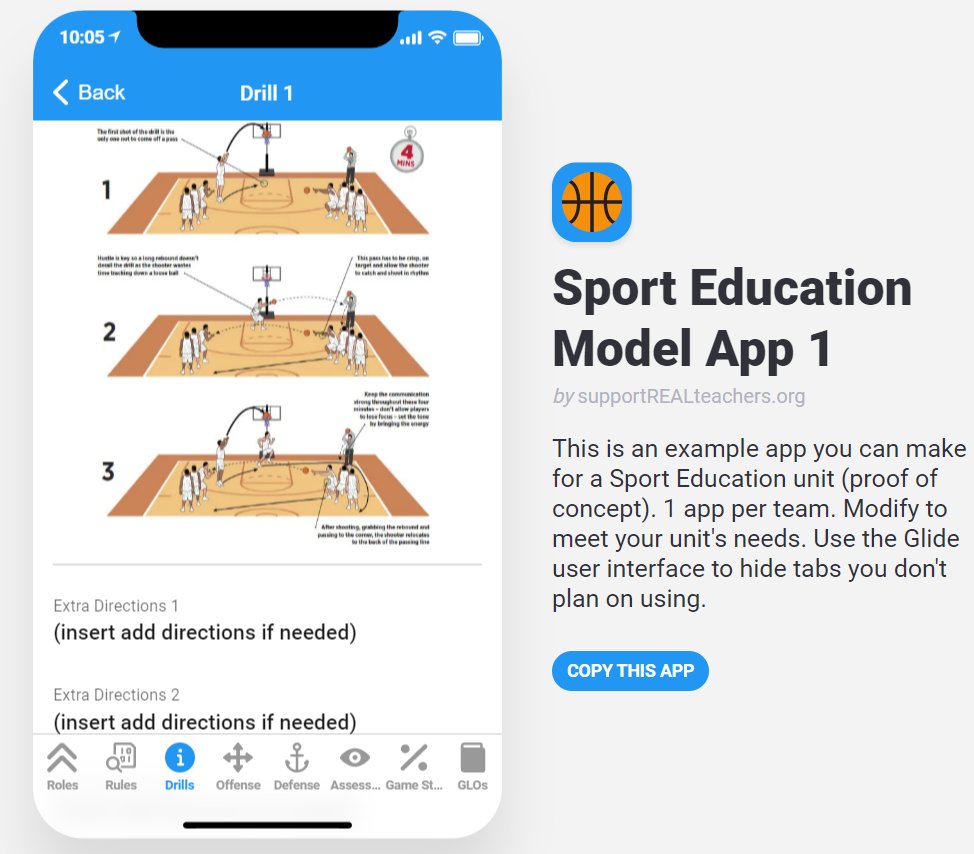 supportREALtchr's tweet photo. Updated free app "Sport Education Model" made with @glideapps. Each team would have an app that lists: roles, rules, tactics, drills, assessment, stats, and GLOs. It's an example that can be used to make your own. #pegeeks #physed

https://t.co/jiQ8xKdJuX https://t.co/2aJb5SY6eg