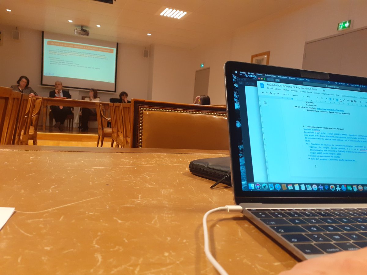 elus_mmp_tlse's tweet photo. Dernier conseil de faculté de l'année avec au programme :
- Point du @CHUdeToulouse sur le respect de la #RGPD
- Vote de subventions aux associations 
- Discussion sur l'UFR santé et la composition des conseils https://t.co/f5pmHftsHO