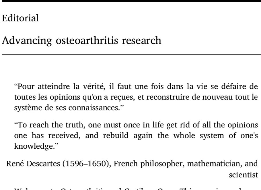 Advancing osteoarthritis research.
Read Editor-in-Chief Henning Madry's inaugural editorial here: sciencedirect.com/science/articl…