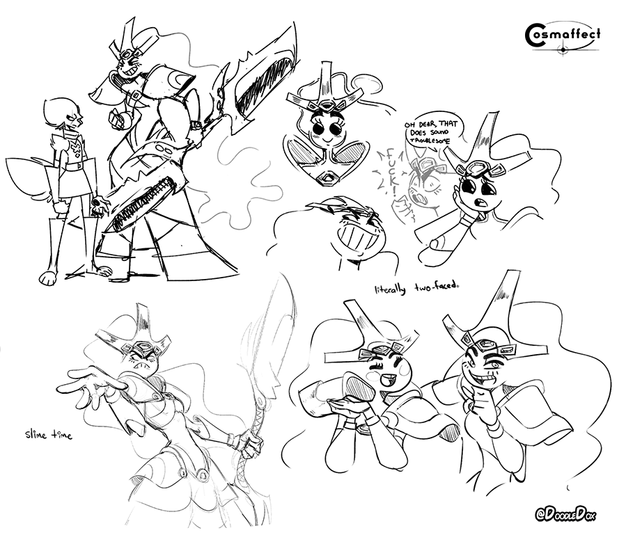 character for cosmaffect ive been workin' at, very fond of the results. for now her name is just Empress until i stumble upon a more befitting name. she's a major villain and she's valid #ocs #art #artistsontwitter 