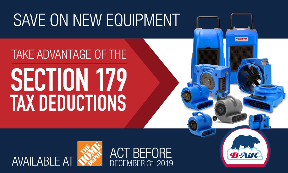 BAirProducts's tweet photo. Section 179 tax deductions / Save on new B-Air water damage restoration equipment before December 31, 2019
For more info click here: https://t.co/iio72MYjxq
#bairproducts #thehomedepot #homedepot #commercialdehumidifier #airmover #airmovers #waterdamagerestoration #waterdamage https://t.co/MgZwIkUARR
