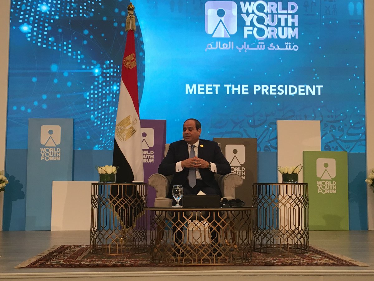 AthiMtongana's tweet photo. He is here, president of the republic of Egypt, Abdel Fattah el-Sisi.
#WorldYouthForum #VIPsession #WYF2019 https://t.co/jCZ2NXhvyc