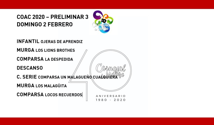 La comparsa infantil de Alcalá Del Valle será en 2020 OJERAS DE APRENDIZ y abrirán la 3 PRELIMINAR DEL COAC DE MÁLAGA el domingo día 2 de febrero. Concurso que celebra su 40 aniversario este 2020. Mucha suerte en esta nueva andadura a los chic@s de la agrupación. <a href="/alkarnaval/">🄰🄻🄺🄰🅁🄽🄰🅅🄰🄻⊡🄴🅂</a>