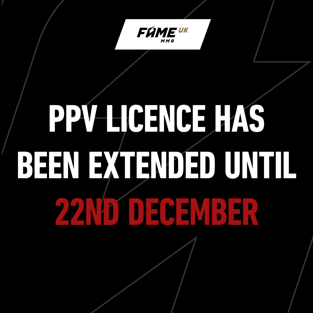 PPV Access extended until 22nd Dec - if you missed the event, it is now £4.95 - famemma.tv

For those who already have PPV, we apologise if you had issues with the live stream. There seems to have been a small amount who have experienced technical difficulties.