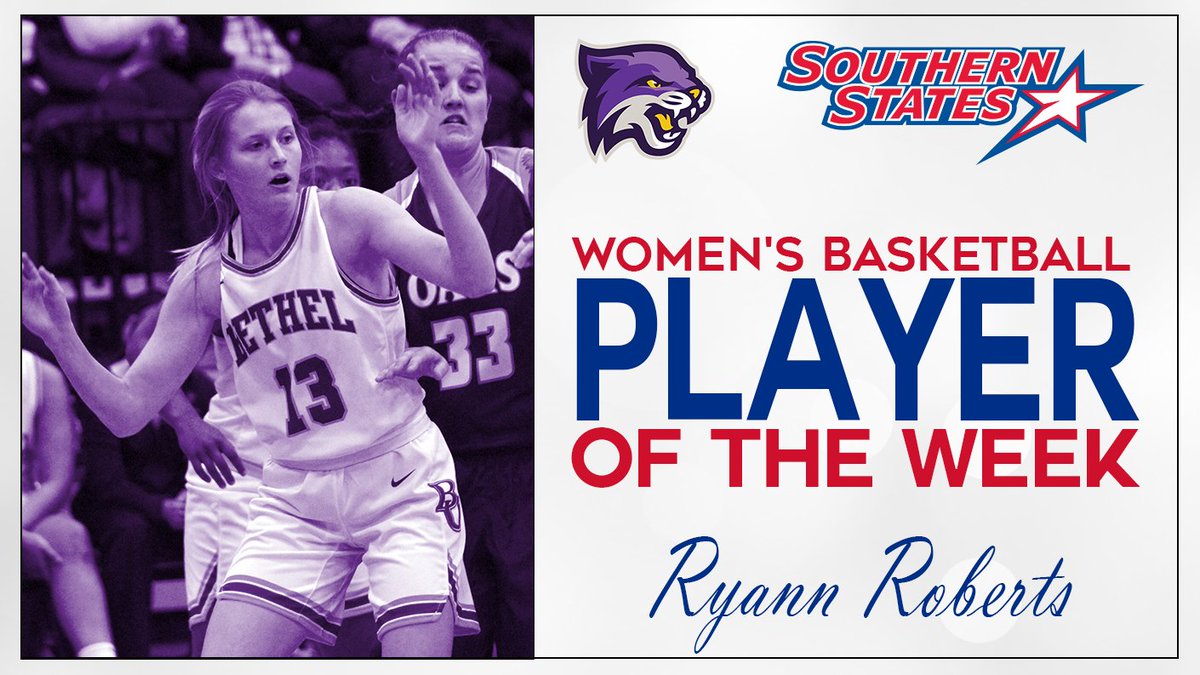 Ryann Roberts (<a href="/BUWildcats/">Bethel Athletics</a>) named SSAC Women's Basketball Player of the Week.

📝 bit.ly/35yv7JO