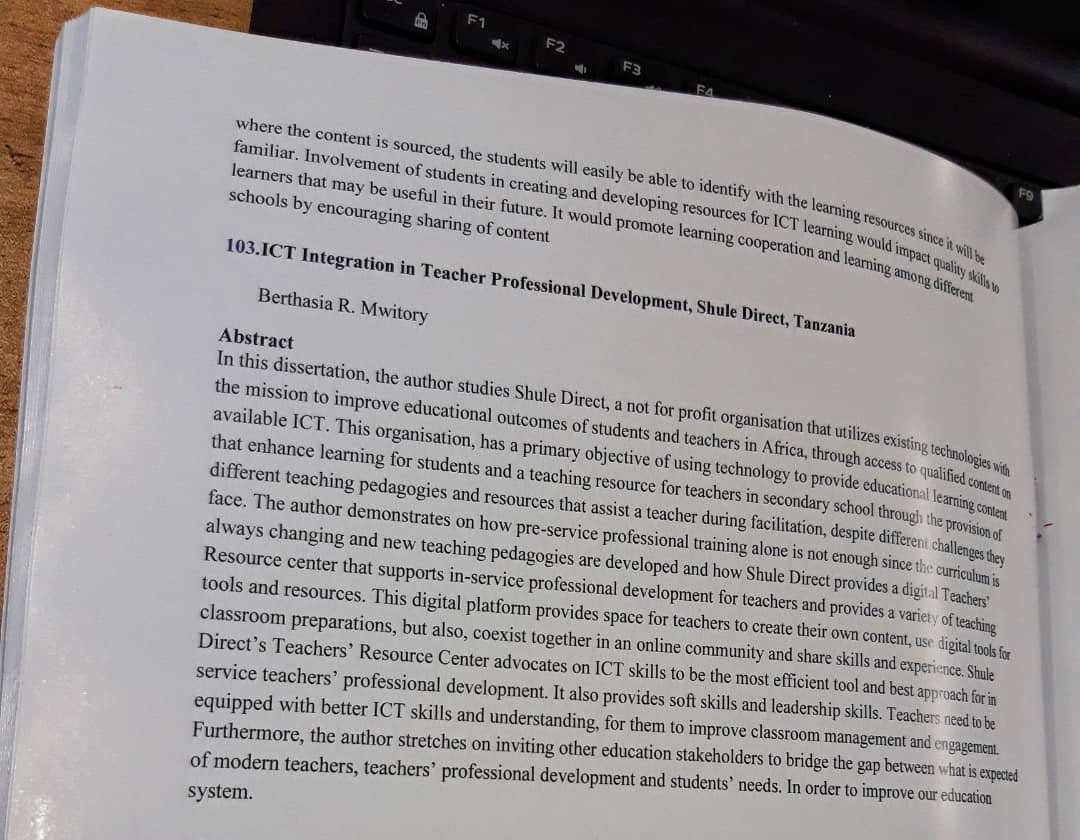 ShuleDirect's tweet photo. Represented by our Technical Developer @berthasiaaa, Shule Direct will be presenting a paper titled:  ICT integration in Teacher's Professional Development. We are thrilled and grateful to @comsteda_kenya for featuring us in this year’s book. #COMSTEDA17 #SDG4 #ShuleDirect https://t.co/xBZ6V2RMet