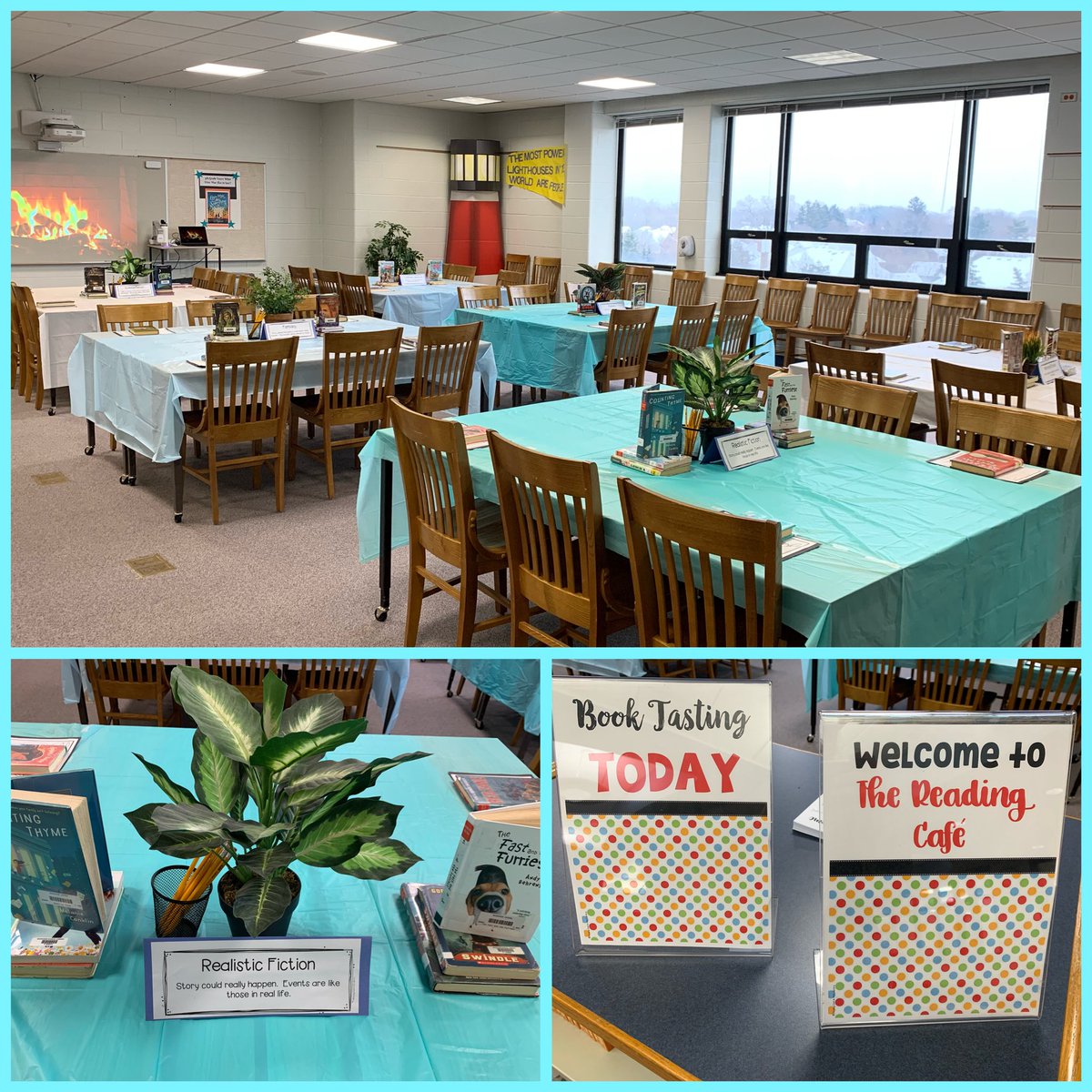 Maercker’s Reading Cafe is open for business! Let the book tastings begin! #d60learns