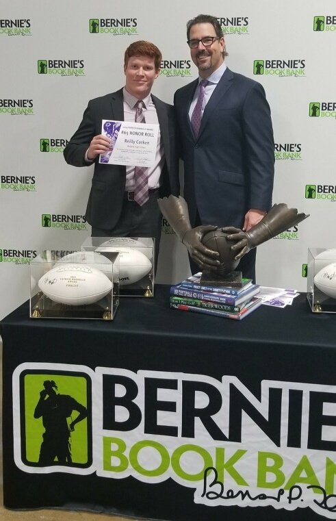 BataviaFootball's tweet photo. Congratulations to @reillycorken on his recognition this past weekend! Thank you @PatrickMannelly for honoring this outstanding student-athlete! https://t.co/aVS4yRsUsY