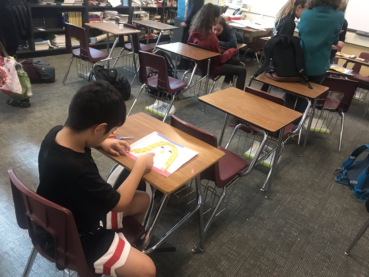 MDoughertyMMS's tweet photo. Portrait bean art appreciation in Mr. Beans class. Student to student recognition for all the work out into the WEB class. #brssd https://t.co/K5r0HaJDpX